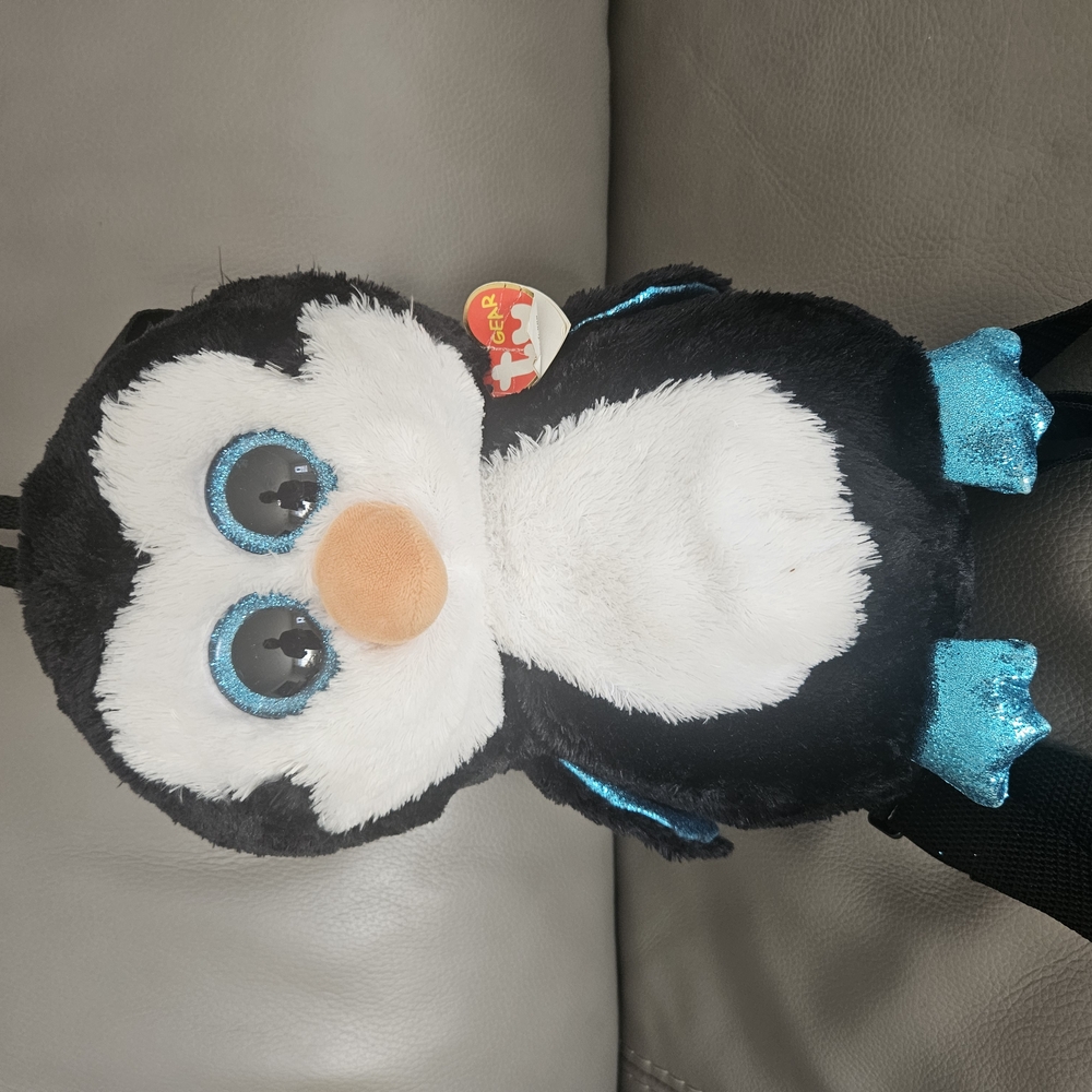 Black and White Penguin Plush Backpack